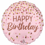 Pretty in Pink Happy Birthday 18" Round Foil Balloon