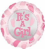 Cute Baby Girl Feet Pink 18" Foil Balloon