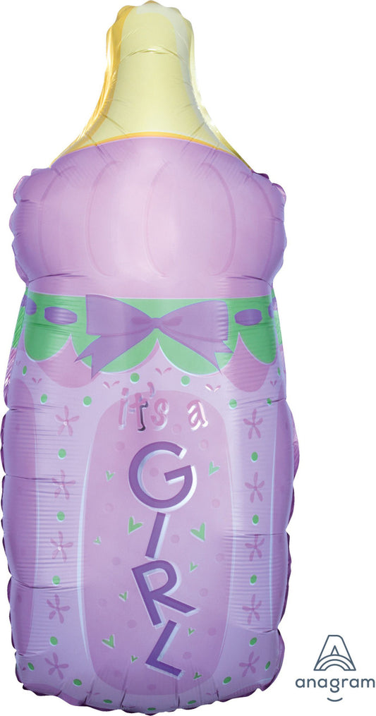 Supershape It's A Girl! Baby Bottle Shaped Foil Balloon