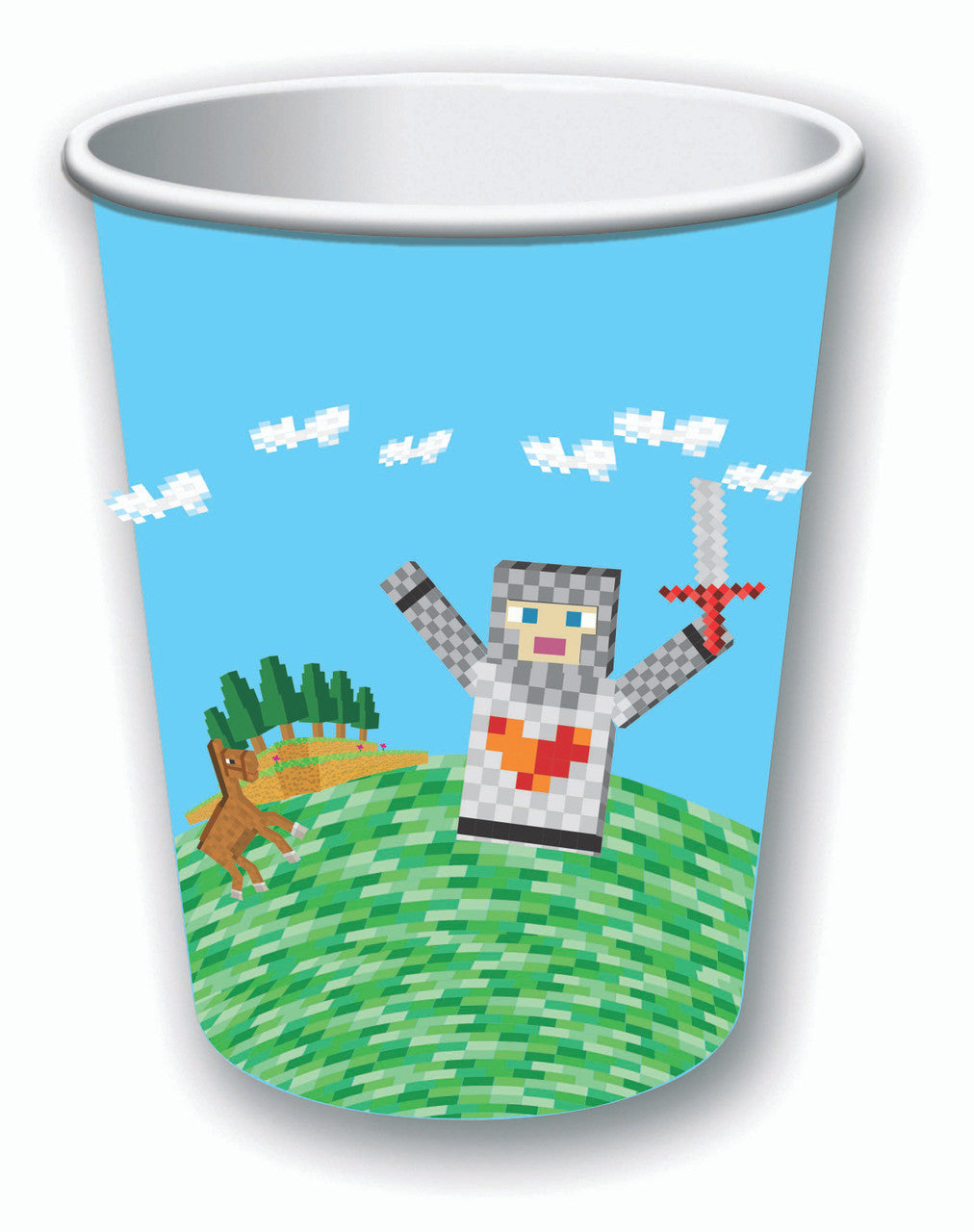 Medieval Virtual Block Beverage Cups Birthday Party Decor Tableware 8pc/pk