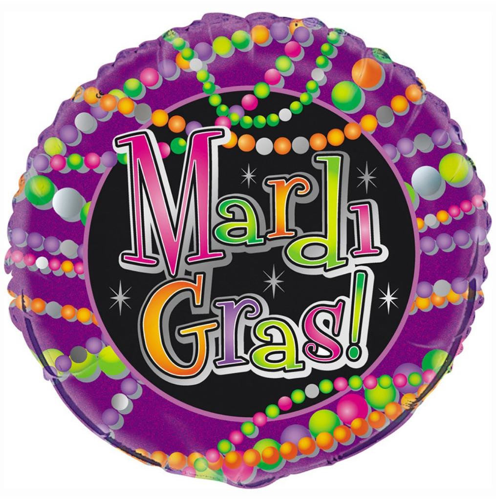Mardi Gras Beads Round Foil Balloon 18"