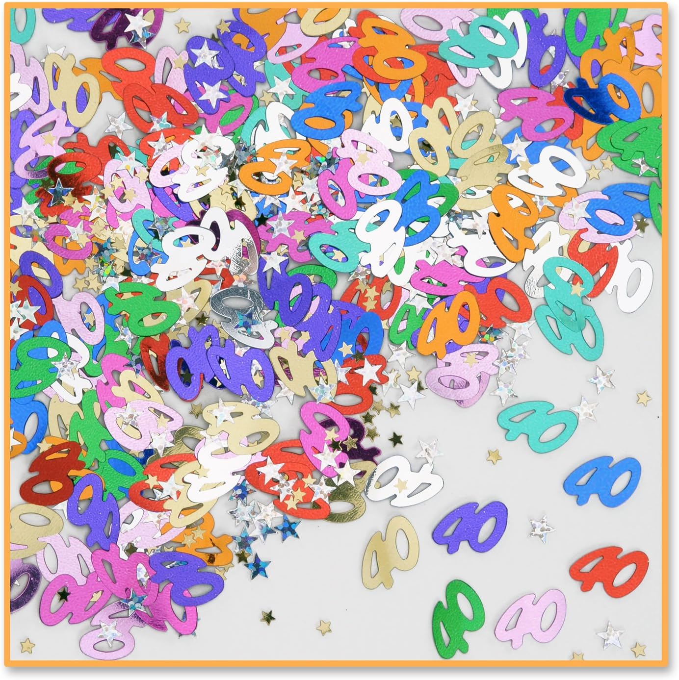 Number 40 & Stars Party Confetti Decoration Multi-Color 1/2oz
