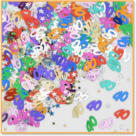 Number 40 & Stars Party Confetti Decoration Multi-Color 1/2oz