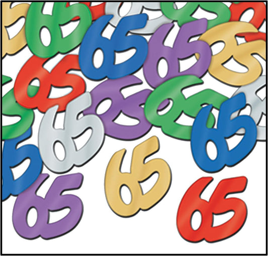 Fanci-Fetti Number 65 Party Confetti Decoration Multi-Color 1/2oz