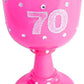 70th birthday hot pink plastic drinking glass
