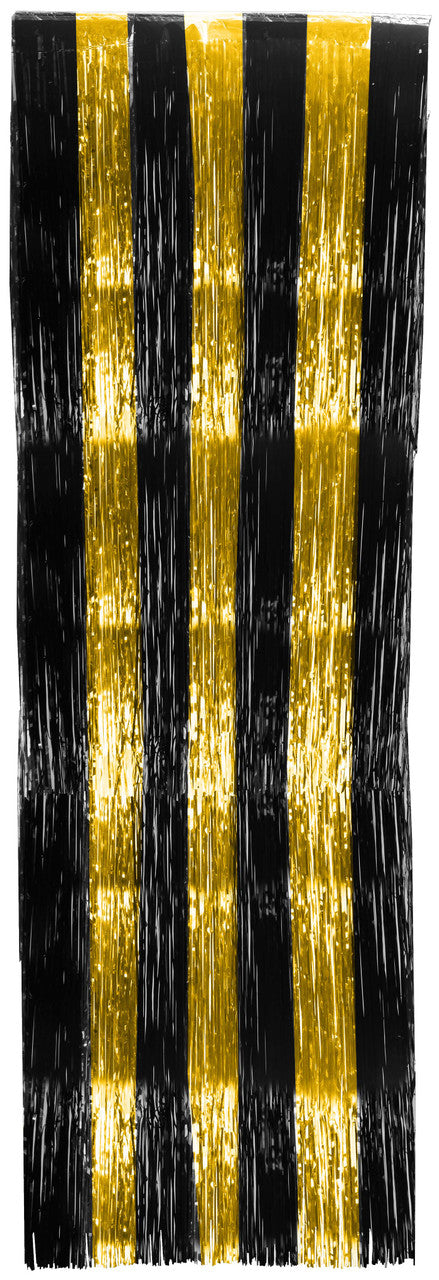 Black & Gold Doorway Backdrop Tinsel Curtain