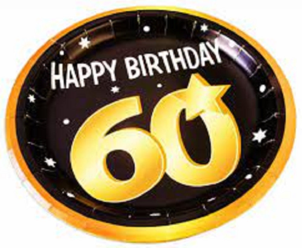60th birthday paper plates 8pcs