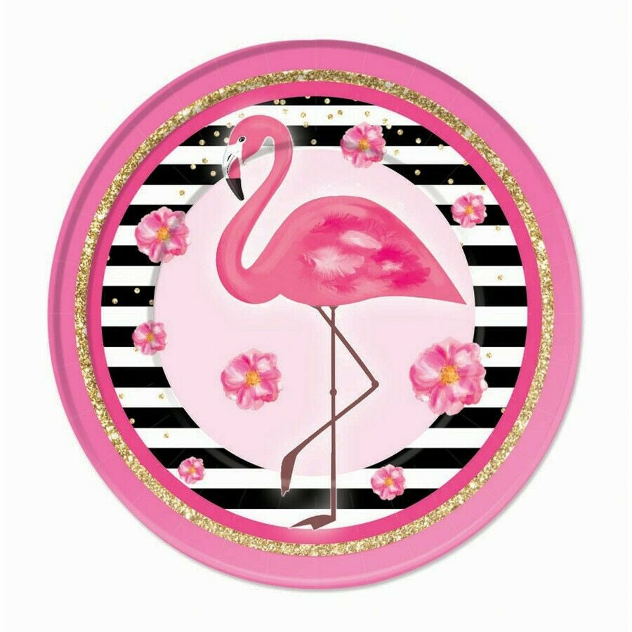 Pink Flamingo Paper Dinner Plates