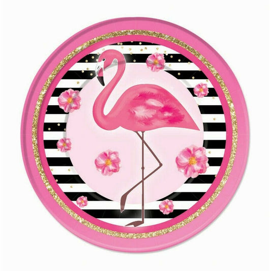 Pink Flamingo Paper Dinner Plates