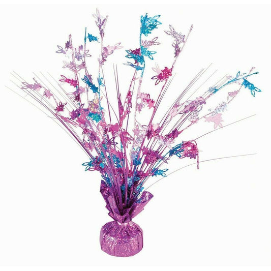 15" Balloon Weight Holographic Centrepiece Cascading Easter Bunnies Teal Purple