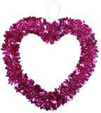 Hot Pink Tinsel Heart Hanging Valentine's Day Decoration