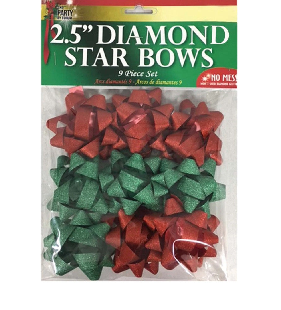 Assorted Red & Green Gift Wrapping Bows 9pcs