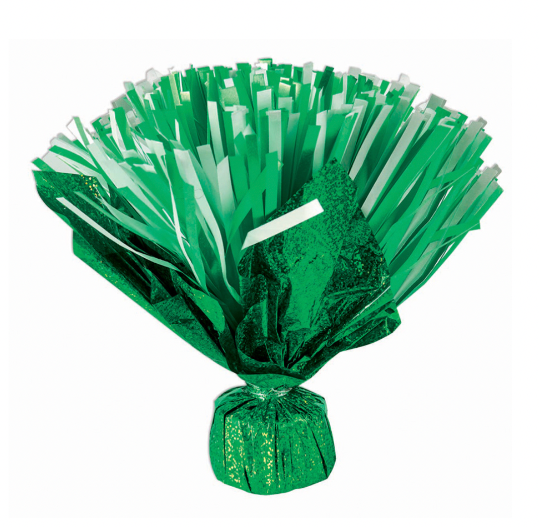 Foil Pom Pom Balloon Weight Green And White