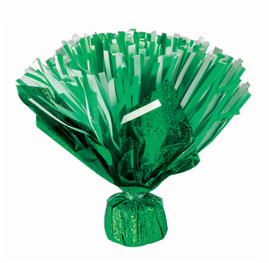 Foil Pom Pom Balloon Weight Green And White