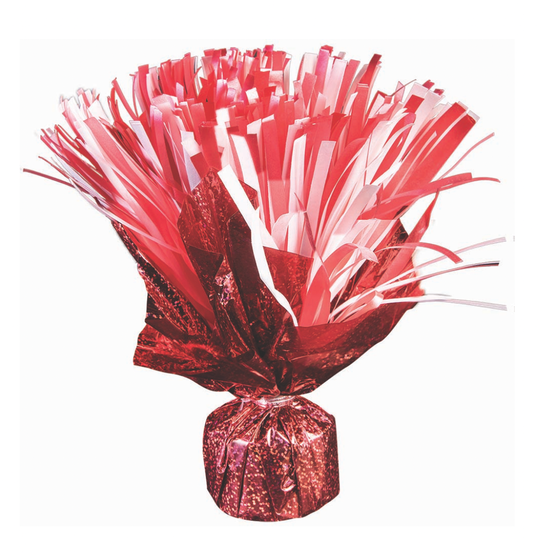 Foil Pom Pom Balloon Weight Red And White