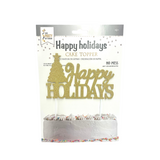 Happy Holidays Gold Glitter Christmas Cake Topper