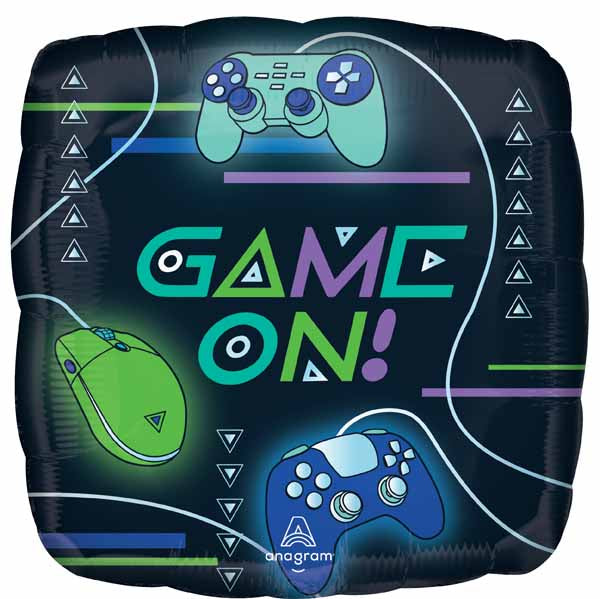 Game On Video Gamer Foil Balloon – 18" Square Birthday Party Decor 1/CT
