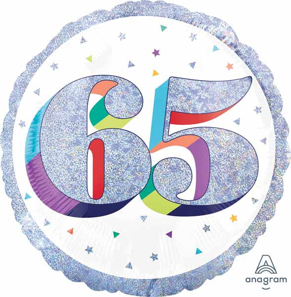 Anagram 18" Holographic Glitter 65 Happy Birthday Foil Balloon Party Decor