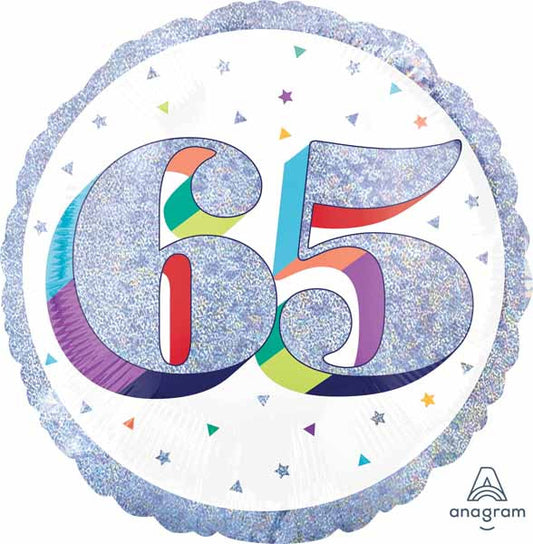 Anagram 18" Holographic Glitter 65 Happy Birthday Foil Balloon Party Decor