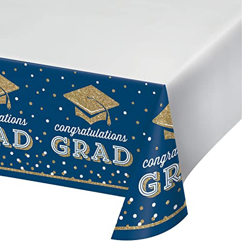Gold & Dark Blue Paper Tablecover Graduation
