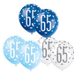 Age 65 Rose Royal Blue White Glitz Birthday Latex Balloons