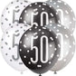 Age 50 Black Silver White Glitz Birthday Latex Balloons