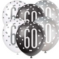 Age 60 Black Silver White Glitz Birthday Latex Balloons