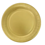 9 Inch Metallic Gold Paper Plates - 8 Count Party Tableware