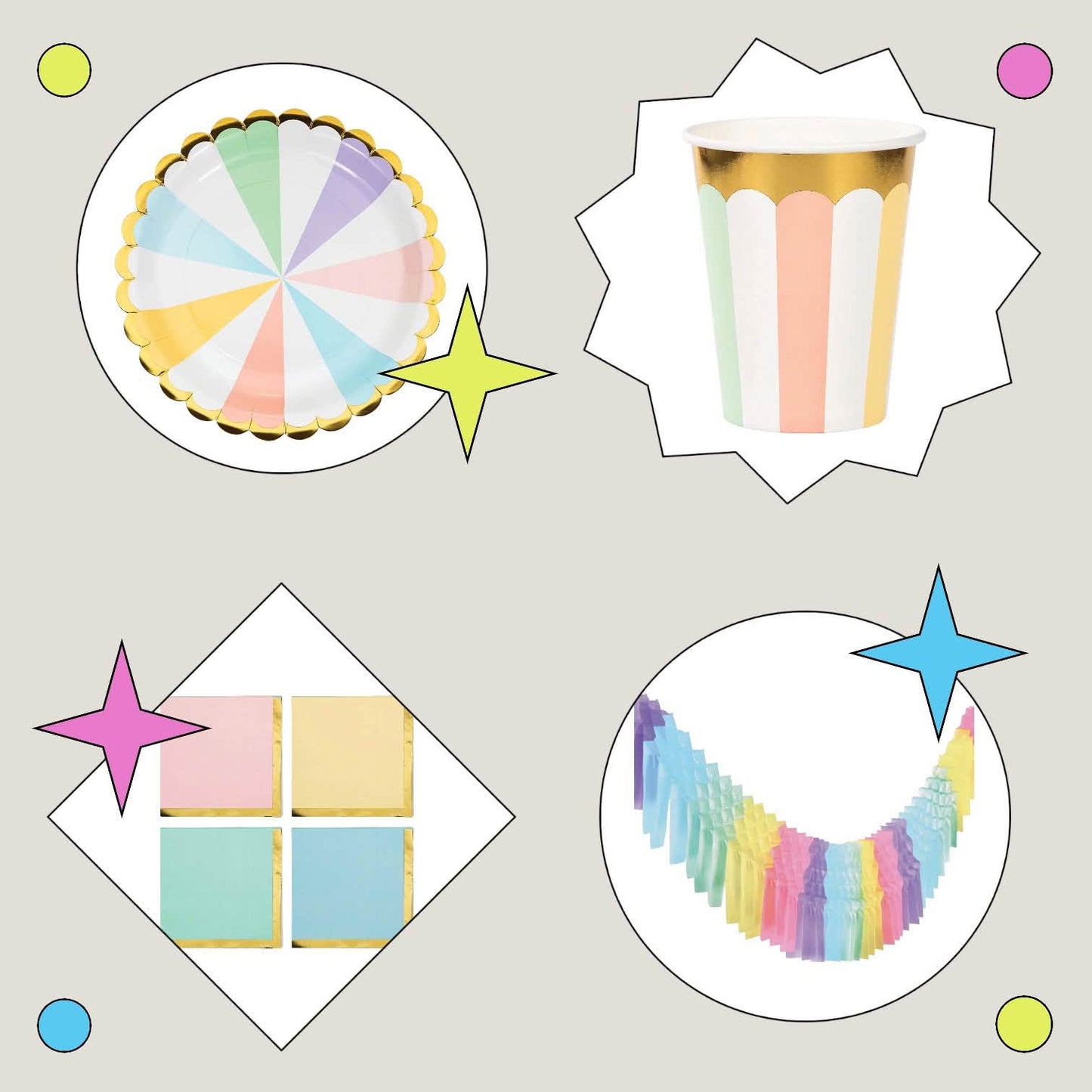 Grab 'n Go Party Pack Pastel Celebrations for 8 Guests