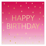 Pink & Gold Happy Birthday Luncheon Napkins - 20 Pack