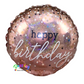 Happy Birthday rose gold mylar foil balloon with stars and dots