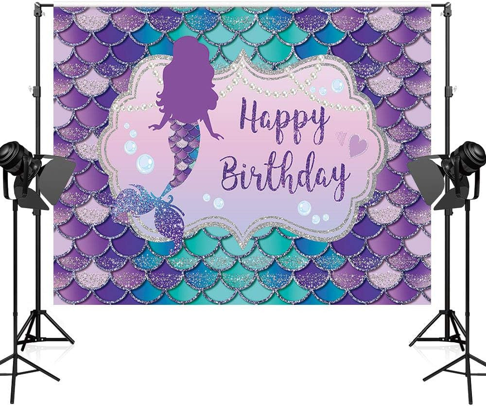 Happy Birthday Mermaid Backdrop