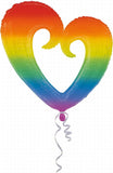 Rainbow colored Heart Foil Mylar Balloons