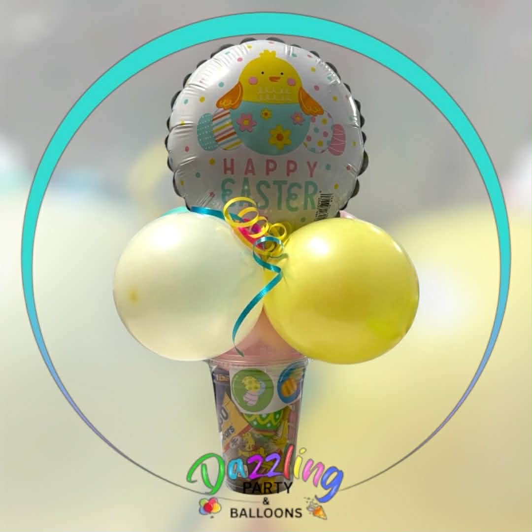 IN-STORE ONLY!!! Easter Handmade Candy Cup with Balloon Topper