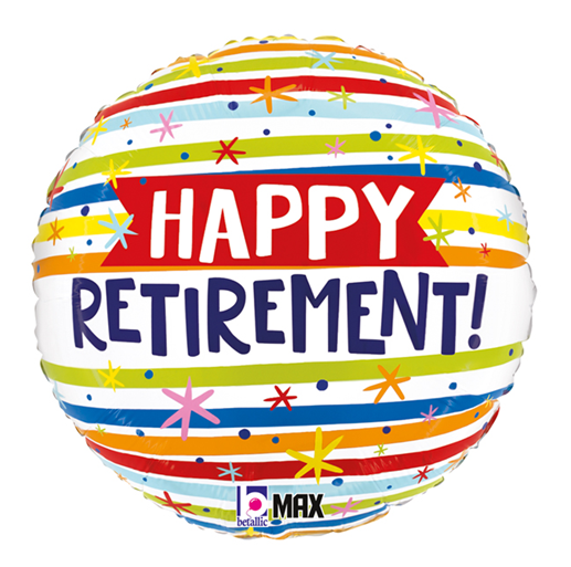 18" Happy Retirement Stripes Foil Balloon Party Decor