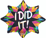 18" 18 inches  I Did It Gellibean Neon Foil balloon