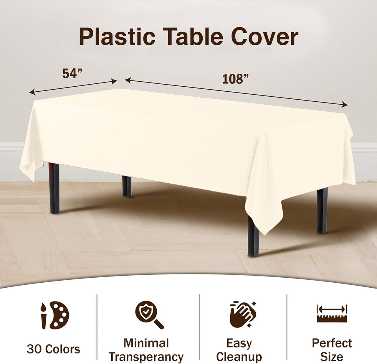 Ivory Off White Rectangle Table Cover Plastic
