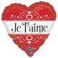 Je T'aime 18" Heart Shape Red White Foil Balloon