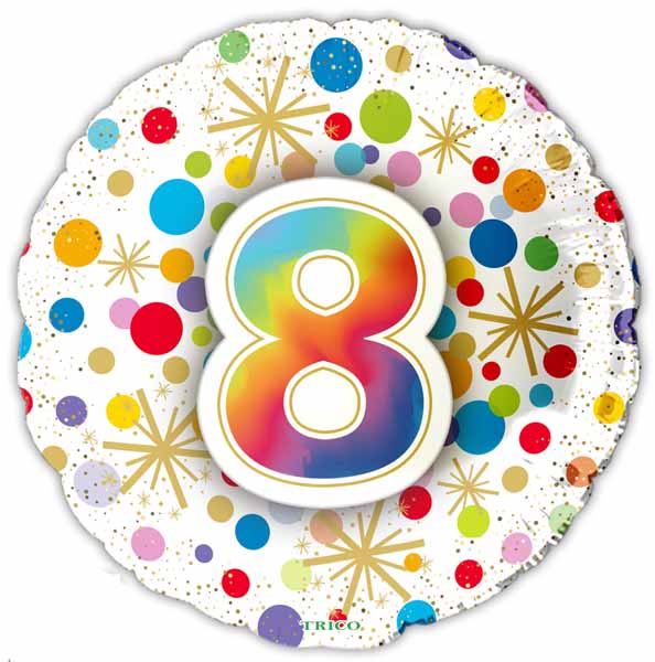 8 Number 18" Round Foil Balloon