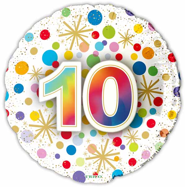 10 Number 18" Round Foil Balloon
