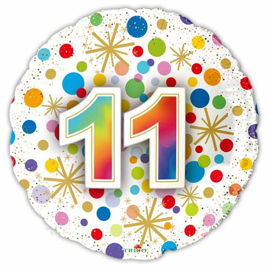 11th Happy Birthday Confetti Print Foil Balloon