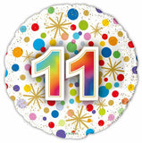 11th Happy Birthday Confetti Print Foil Balloon