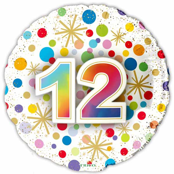 12th Happy Birthday Confetti Print Foil Balloon