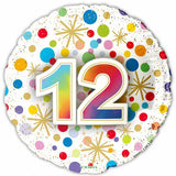12th Happy Birthday Confetti Print Foil Balloon