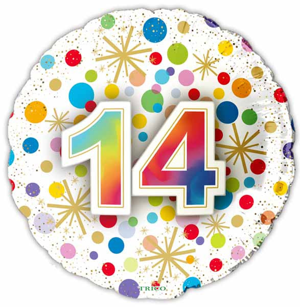14th Happy Birthday Confetti Print Foil Balloon