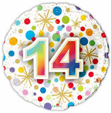 14th Happy Birthday Confetti Print Foil Balloon