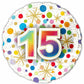 15th Happy Birthday Confetti Print Foil Balloon