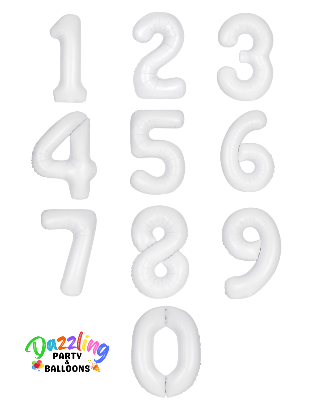 34" Matte White Number Foil Balloon