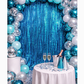 Teal Metallic Foil Fringe Curtain 8ft