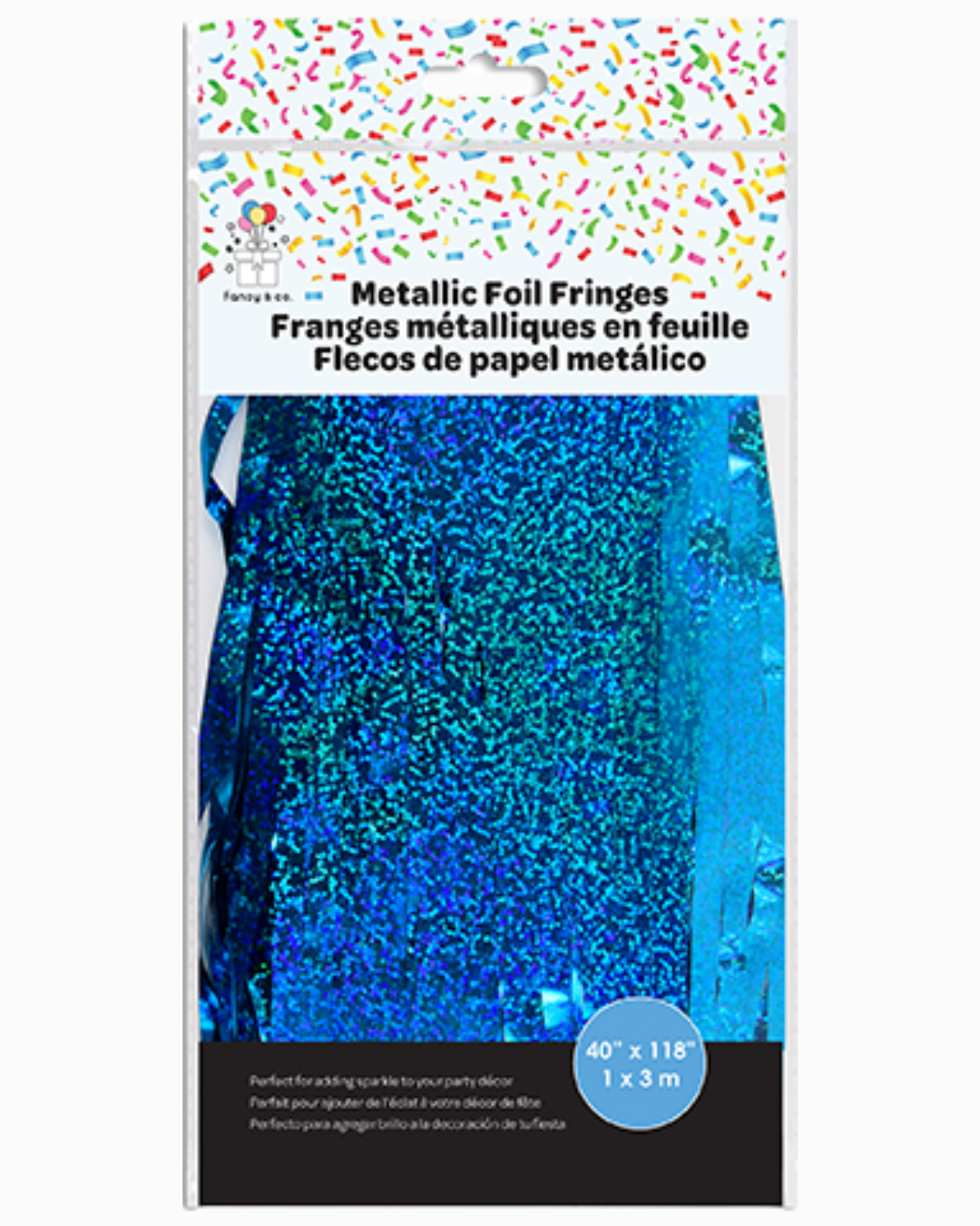 Teal Metallic Foil Fringe Curtain 8ft